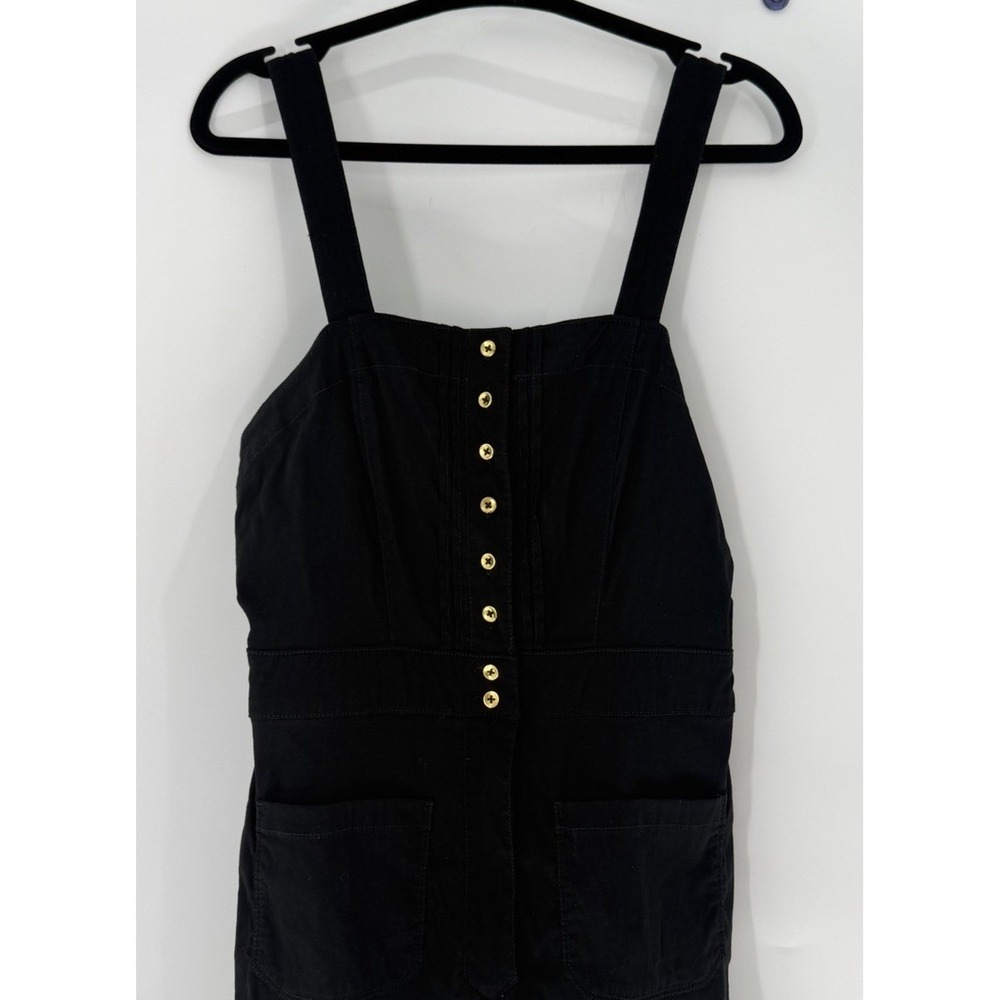 Maeve Anthropologie Colette Jumpsuit Black Tan Colorblock Button Front Size 8 - Picture 3 of 11